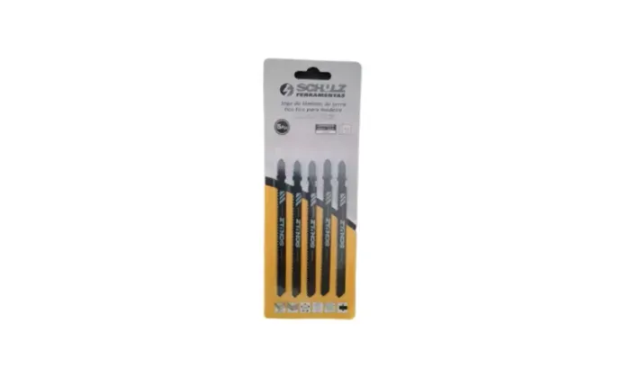 Kit com 5 lâminas para serra tico-tico 120mm para madeira marca Schulz