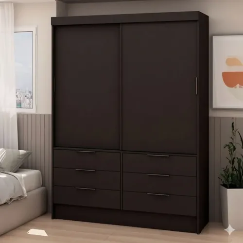 Guarda Roupa África Preto Fosco