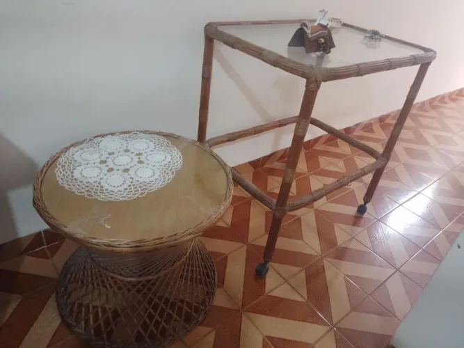 Conjunto mesas de vime