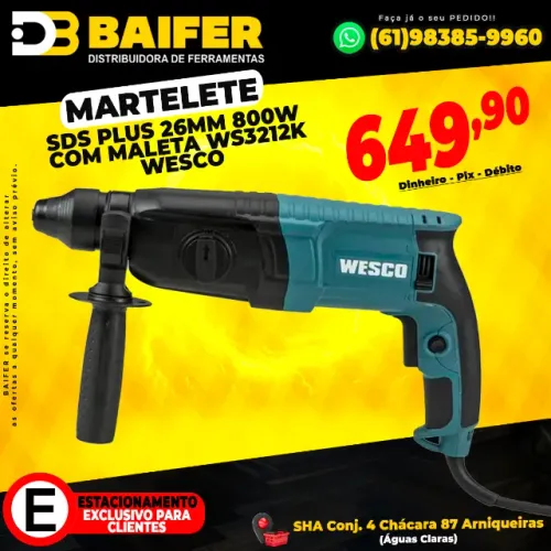 Martelete SDS Plus 26mm 800W com Maleta WS3212K Wesco