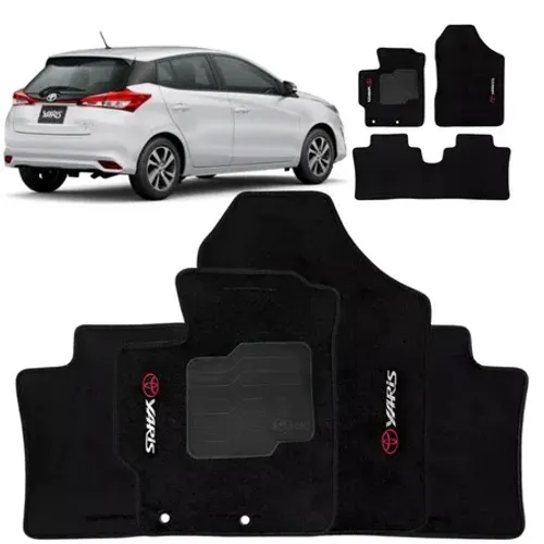 TAPETE CARPETE YARIS HATCH 2018 A 2024 PRETO 3 PEÇAS
