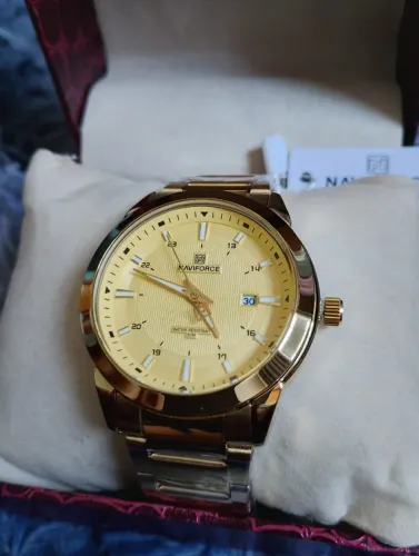 Naviforce - Relógio Dourado Masculino de Luxo com Pulseira em aço