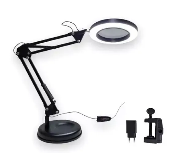 Luminária Com Lupa Articulável Led Ring Light c/ Garra e Base