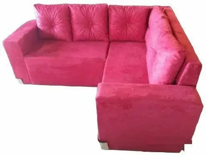 Sofá de canto vermelho confortável