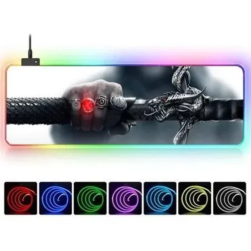 Mouse pad Rgb 7 com LED Speed 800x300x4mm Grande Gamer