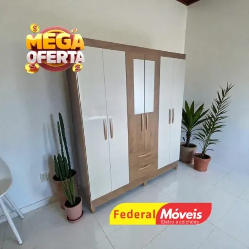 GUARDA ROUPA WHITE MAIS VENDIDO 6 PORTAS 2 GAVETAS C/ ESPELHO PRONTA ENTREGA