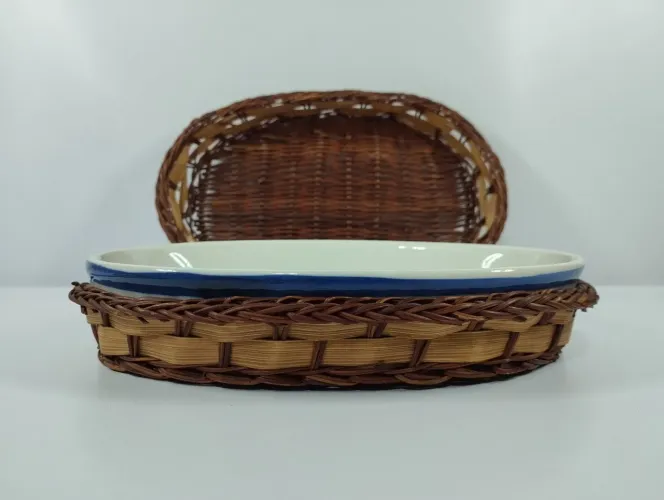 Conjunto de Tigela e Cesto de Vime