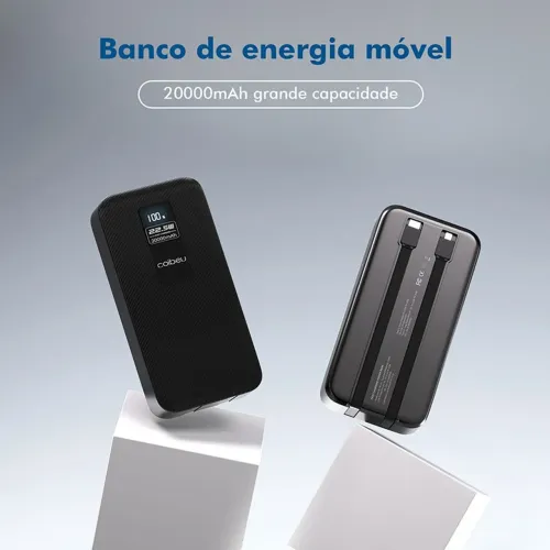 Carregador Portátil COIBEU 20.000mah - Turbo (22,5w) - Tela LCD - Dois Cabos de Saída 