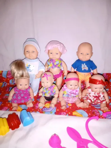 Lote Bonecas Mini Bebês  + Acessórios 