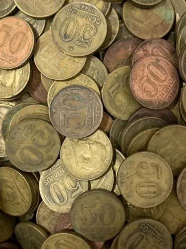 1kg de moedas de 50 centavos para fazer alianças de moedas antigas