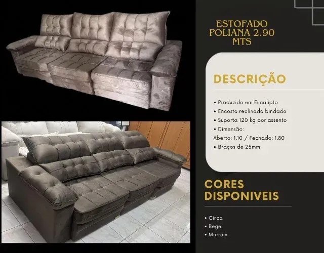 Sofá 2.90cm retrátil e reclinavel