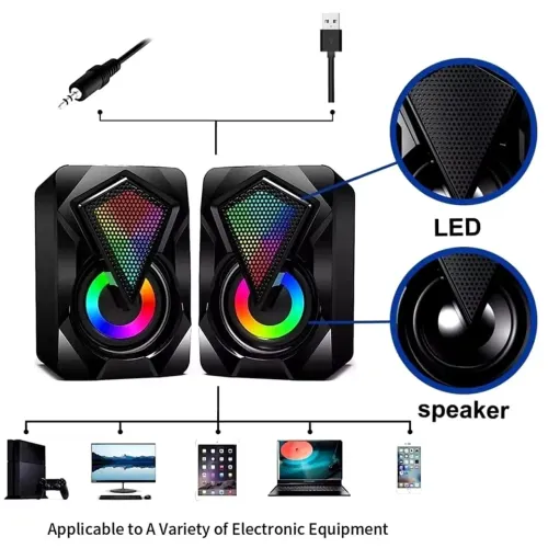 Caixa de Som para Computador 2.0 com LED RGB
