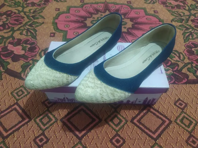 Sapatilha Feminina Azul e Bege