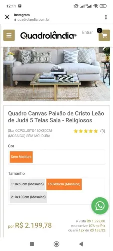 Quadro Canvas Paixão de Cristo Leão de Judá 5 Telas Sala - Religiosos