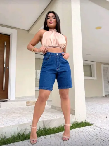 Bermuda jeans 42 feminina short casual semi nova 
