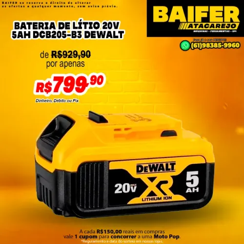 Bateria de Lítio 20V 5Amp DCB205-B3 Dewalt