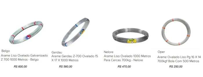 Arame Ovalado para Cercas: Belgo, Gerdau, Nelore e Oper