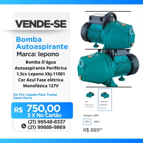 Bomba autoaspirante 1.5 vc 127v seminova