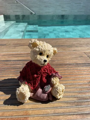 Cofrinho Urso com Roupa Vermelha