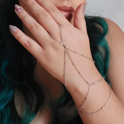 Pulseira Anel Camadas Boho Chic Indiana Hippie Prateada