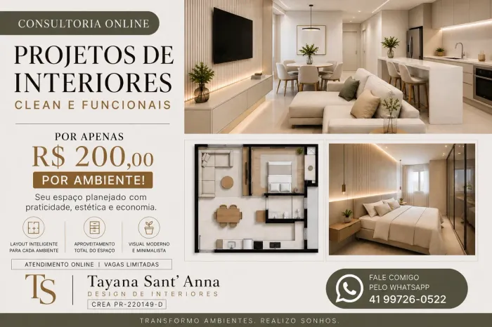 Projeto de interiores 200,00