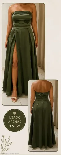 Vestido de Madrinha Verde Militar - Usado 1 vez