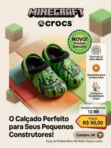 Tênis Infantil Masculino Minecraft Original - Tam 12 BR (Novo)