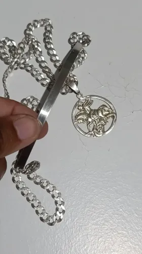 Corrente de prata escama de peixe 