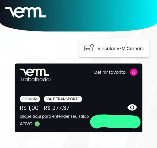 Cartão Vem transporte 
