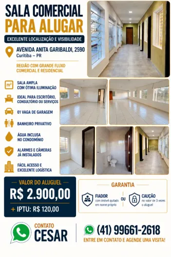 Sala Comercial 70 m² - Av. Anita Garibaldi, 2590 - 1°andar - 1 vaga