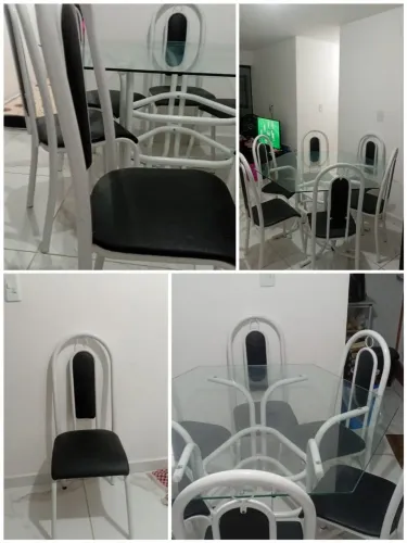 Mesa de vidro 06 cadeiras