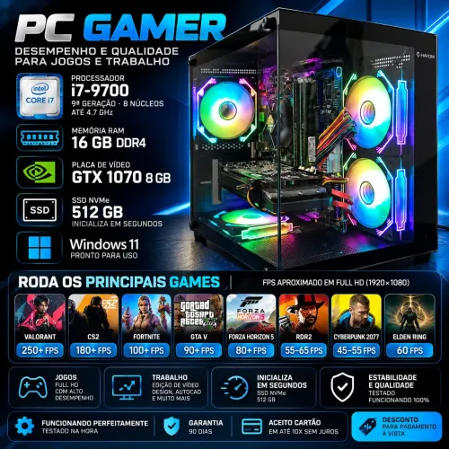 pc gamer i7 9700 9°geração 10x sem juros