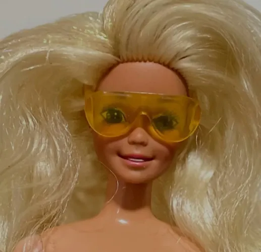 Óculos amarelo Barbie estrela anos 80