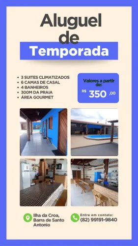 Aluguel de temporada na Barra de Santo Antônio 