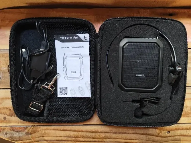 Amplificador Tótem AX com microfone UHF sem fio + microfone com fio