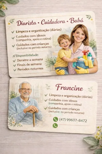 Diarista, cuidadora e babá.