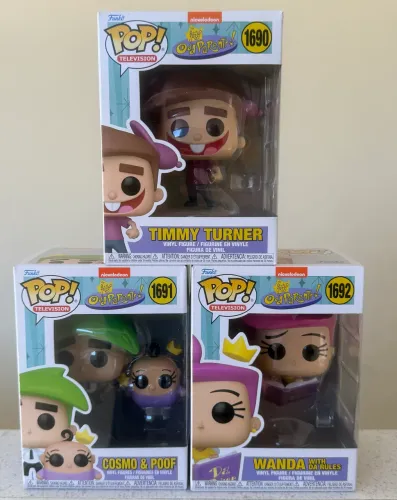 Funko Pop Timmy Turner, Cosmo e Wanda Padrinhos Mágicos #1690 #1691 e #1692