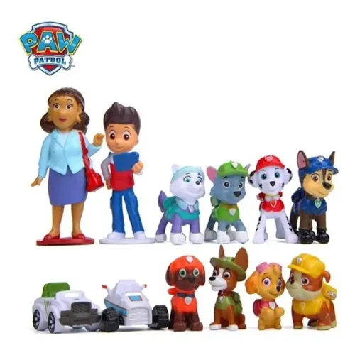 Kit 12 Miniaturas Patrulha Canina Bonecos Brinquedo Coleção