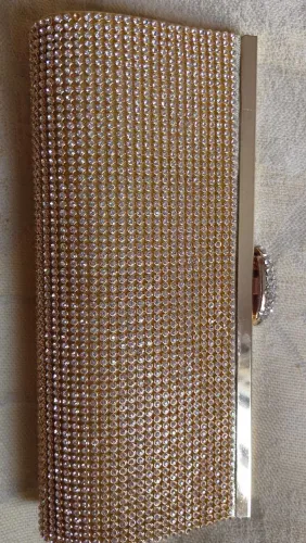 Clutch dourada, bolsa de festa dourada com pedraria