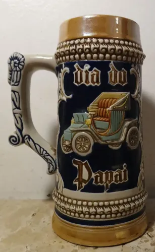 Antiga caneca de porcelana - Dia do Papai - Ceramarte - 20 Cm