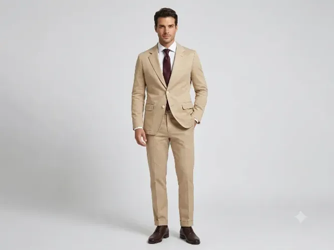Calça Masculina Slim Bege Cia do Terno (Tam. 54) + Blazer Dragonfly (Tam. GG) - Impecável!