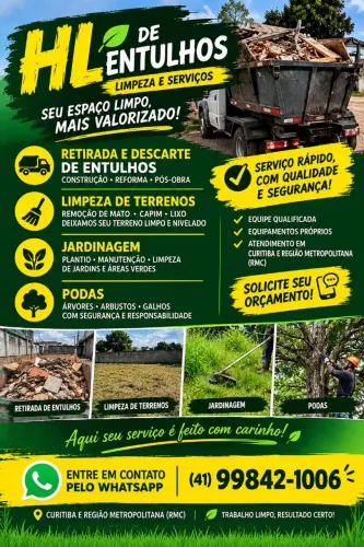 Retirada de entulhos jardinagem e limpeza de terrenos 