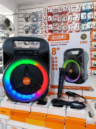 Caixa de Som Heyli com Microfone 