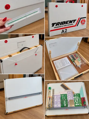Prancheta Trident A2 com Régua Paralela + Kit Completo de Desenho