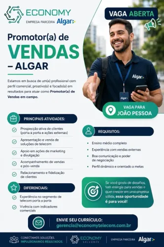 Vaga aberta | Promotor(a) de Vendas - Algar Telecom