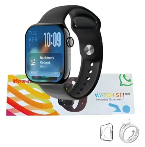 Relógio Smartwatch Microwear S11 Série 11 Cor Preto 47mm Amoled Nfc Gps Whatsapp - Lacrado