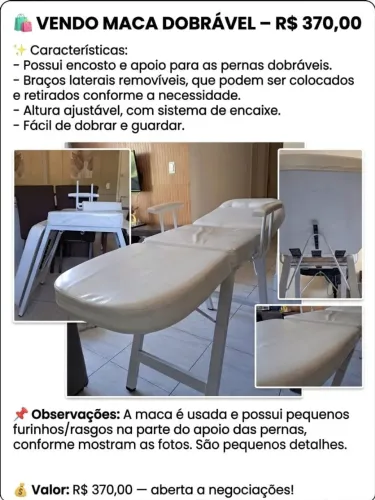 Maca dobrável para clínica estética