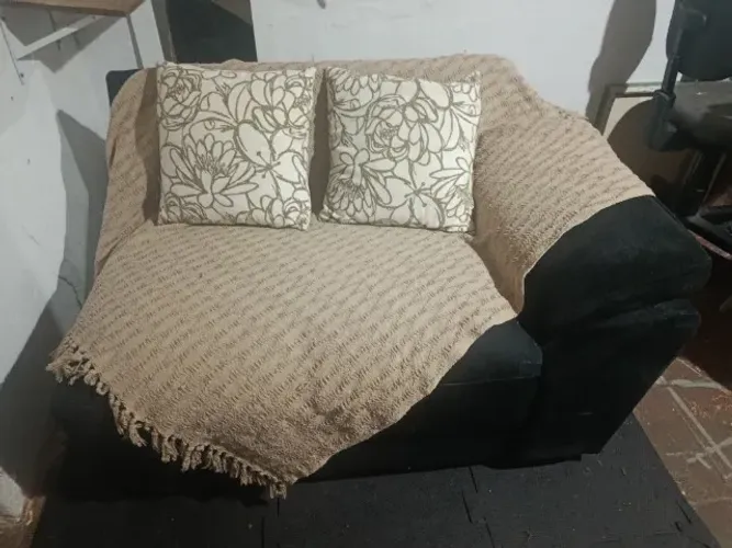 Sofá Dois Lugares Suede Preto