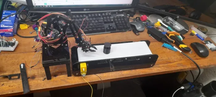 kit robotico com braço e esteira eletrica
