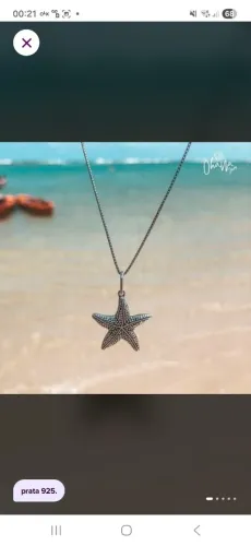 Pingente prata de bali estrela do mar